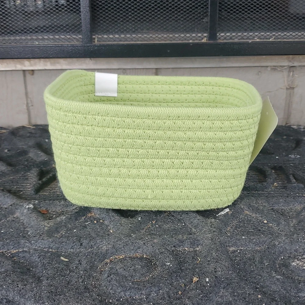 3 Brightroom Light Green Coiled Rope Baskets Storage Organizers NWT
